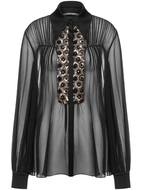 Alberta Ferretti sequin-embellished silk shirt