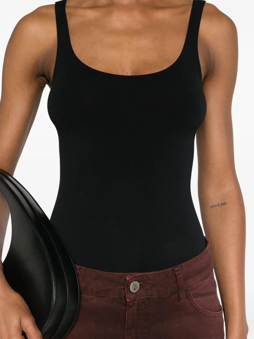 Wolford Body met diepe ronde hals Zwart