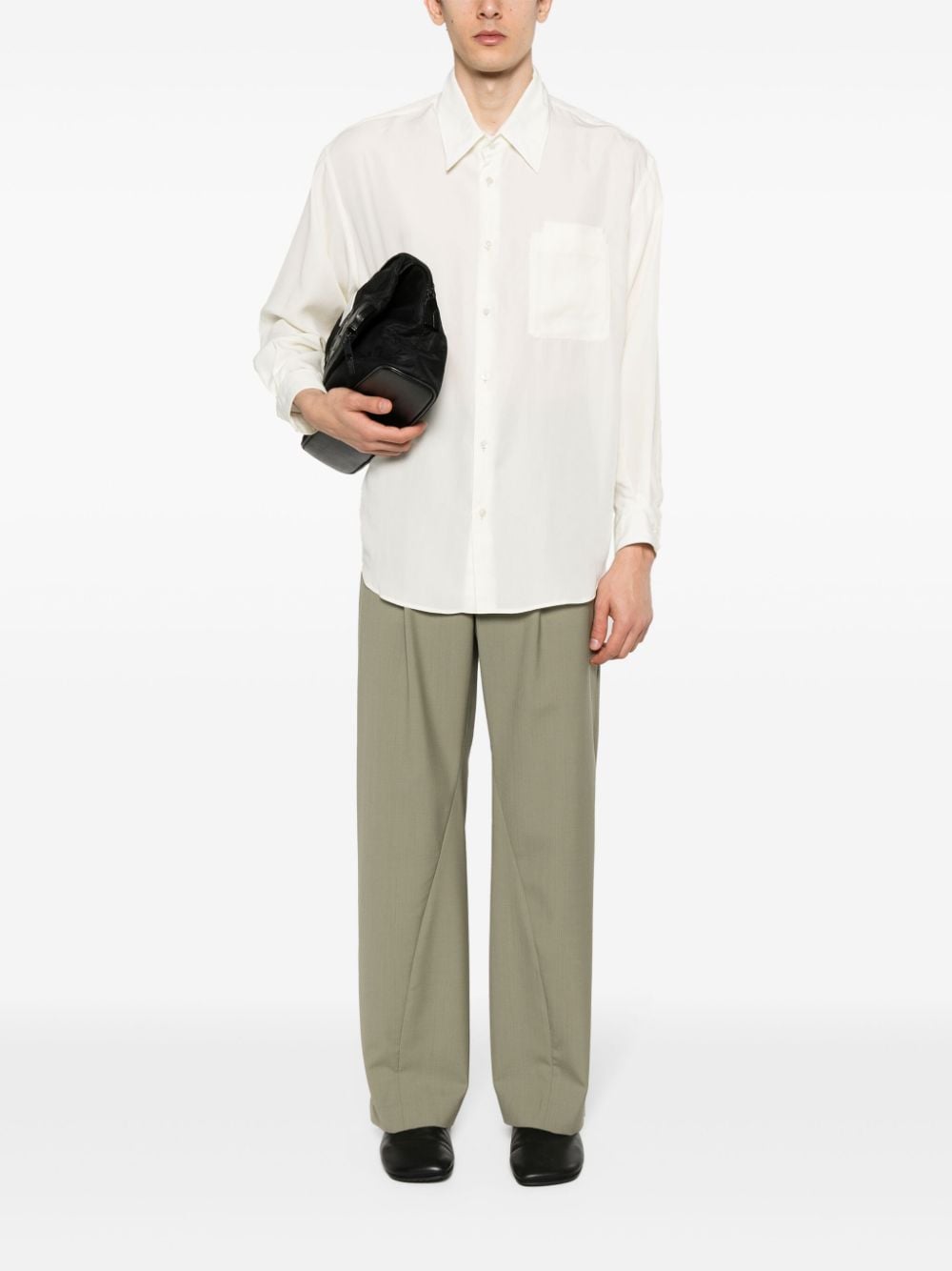 LEMAIRE double-pocket lyocell shirt - Beige
