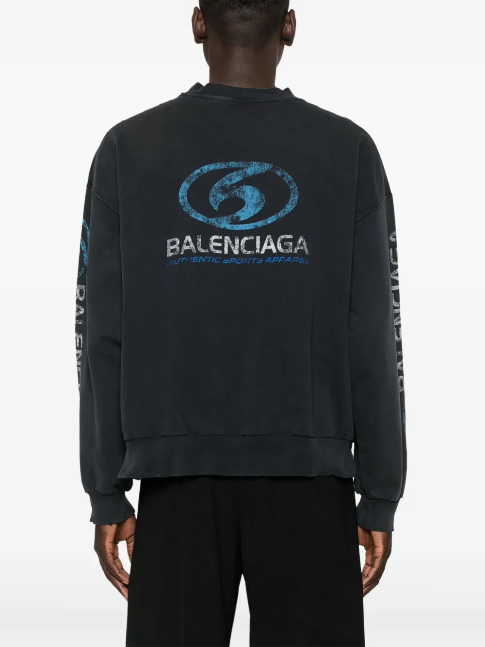 Balenciaga Gerafelde katoenen jersey sweater Blauw
