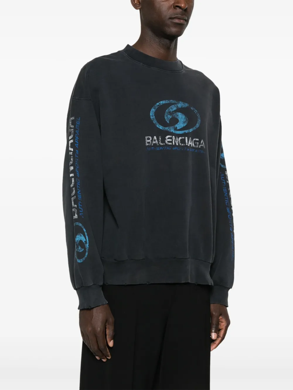 Balenciaga Gerafelde katoenen jersey sweater Blauw