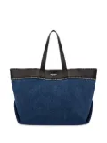 Moschino zip-trim denim and leather tote bag - Blue