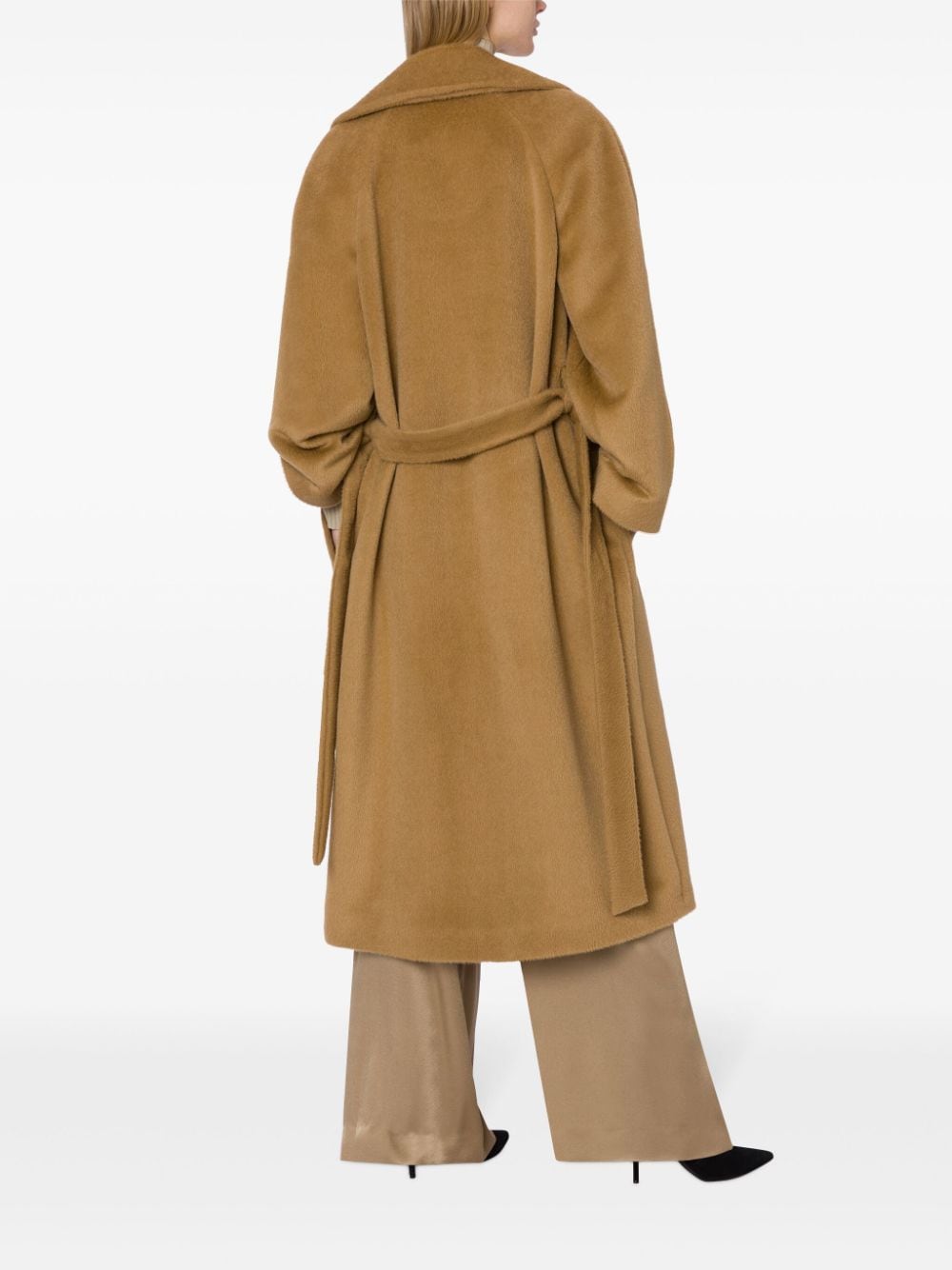 Shop Alberta Ferretti Belted Faux-fur Coat In Brown