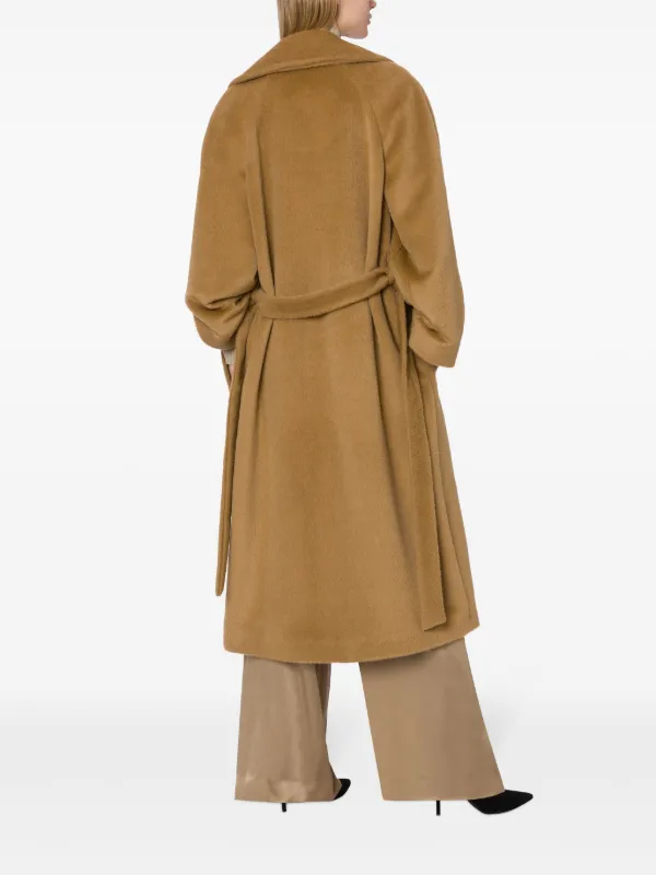 Alberta Ferretti ベルテッド エコファーコート | ブラウン | FARFETCH JP