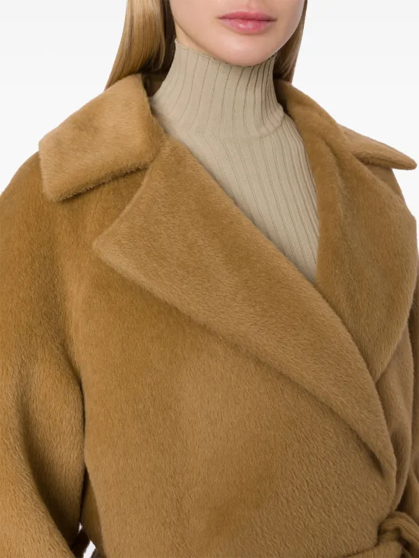 Alberta Ferretti ベルテッド エコファーコート | ブラウン | FARFETCH JP