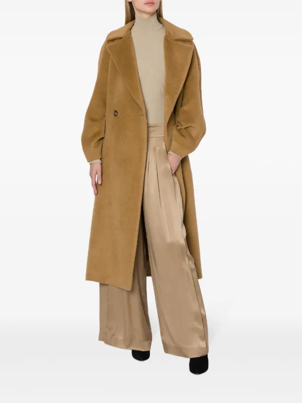 Alberta Ferretti ベルテッド エコファーコート | ブラウン | FARFETCH JP