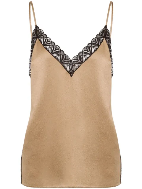 Alberta Ferretti lace-trim satin blouse