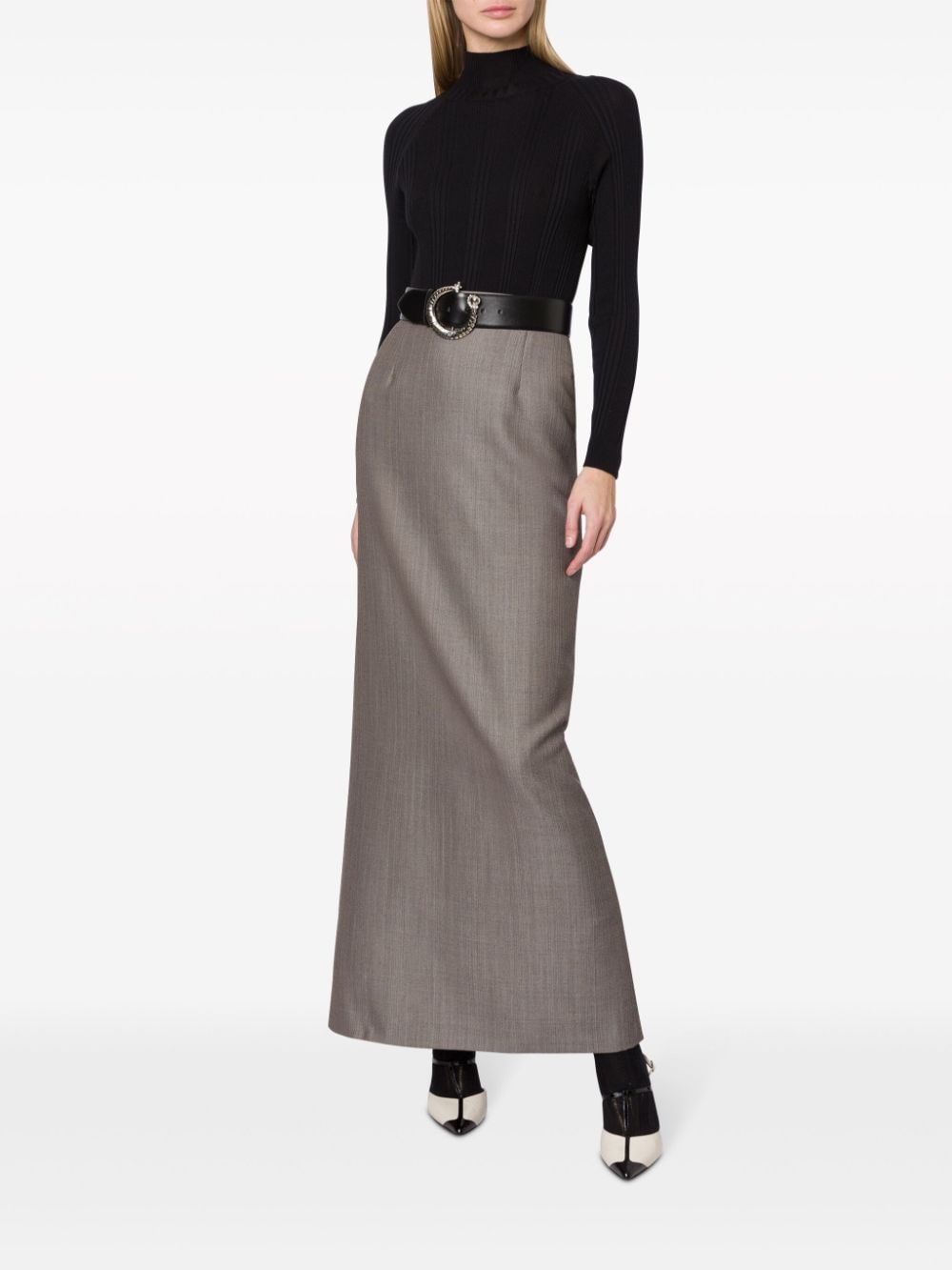 Alberta Ferretti Geruite midi-rok - Grijs