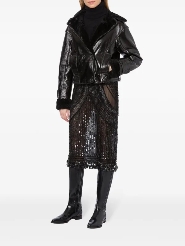 Alberta Ferretti ムートン ジャケット | ブラック | FARFETCH JP 