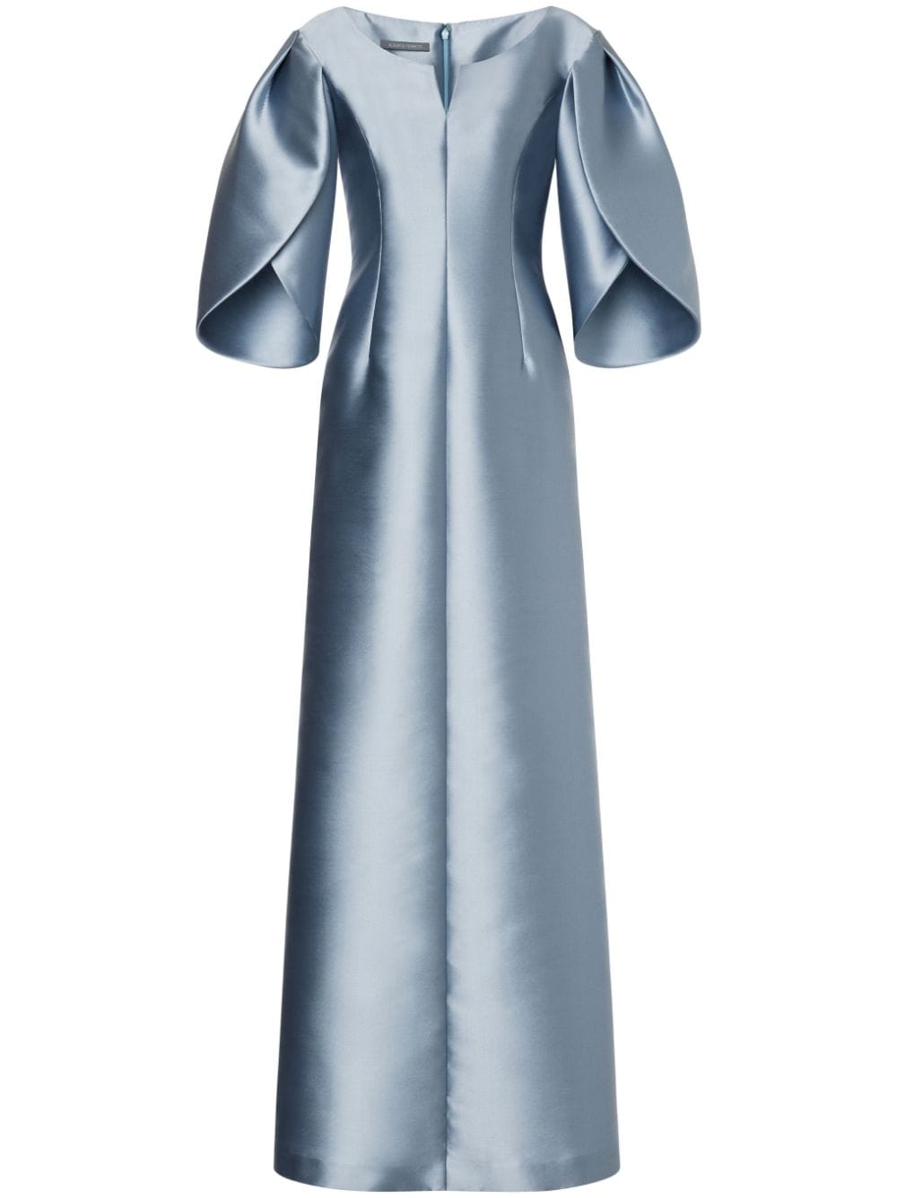 Alberta Ferretti Balloon-sleeve Satin Gown In Grey