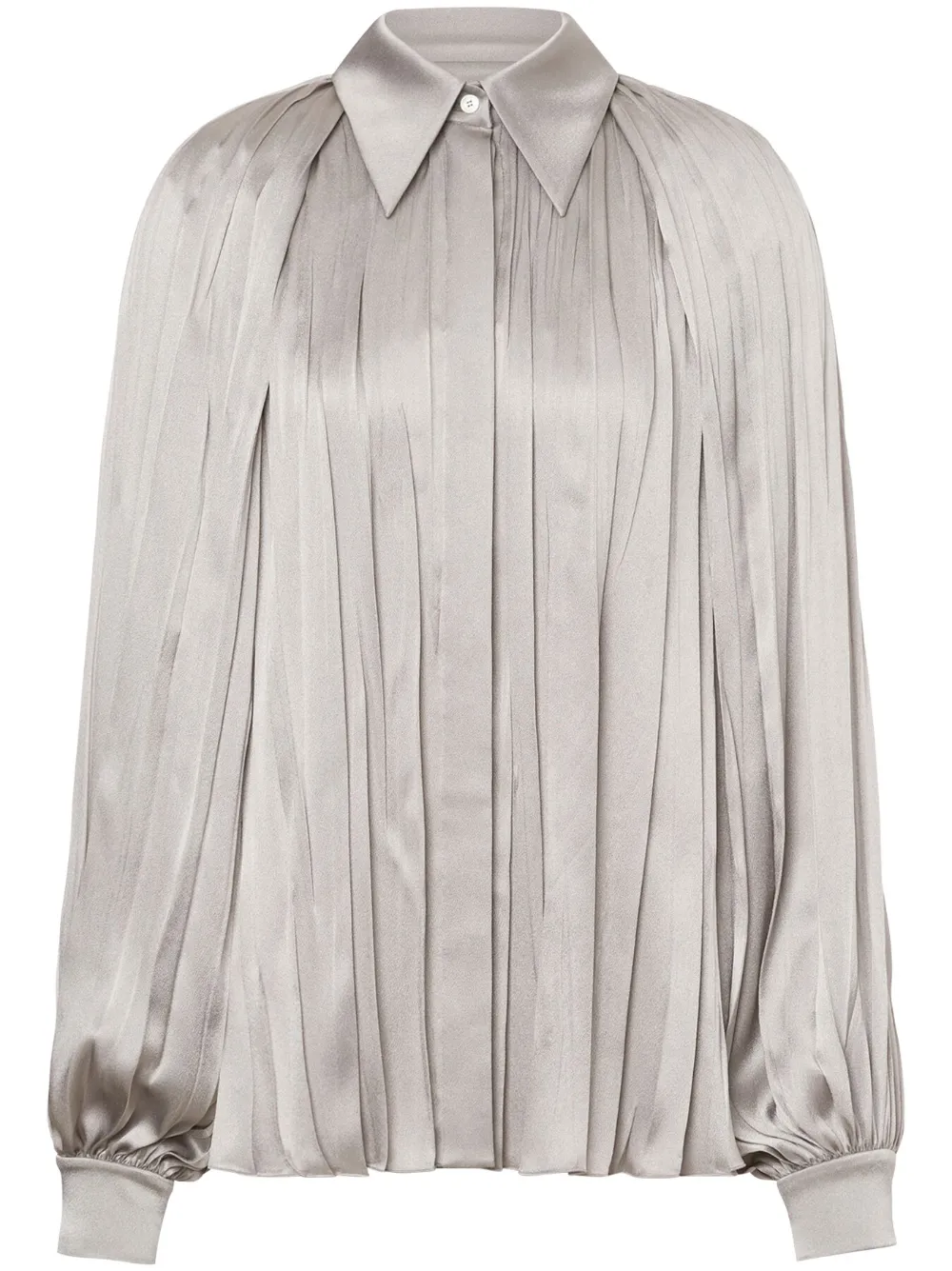 Alberta Ferretti pleated satin shirt | Grey | Image 1