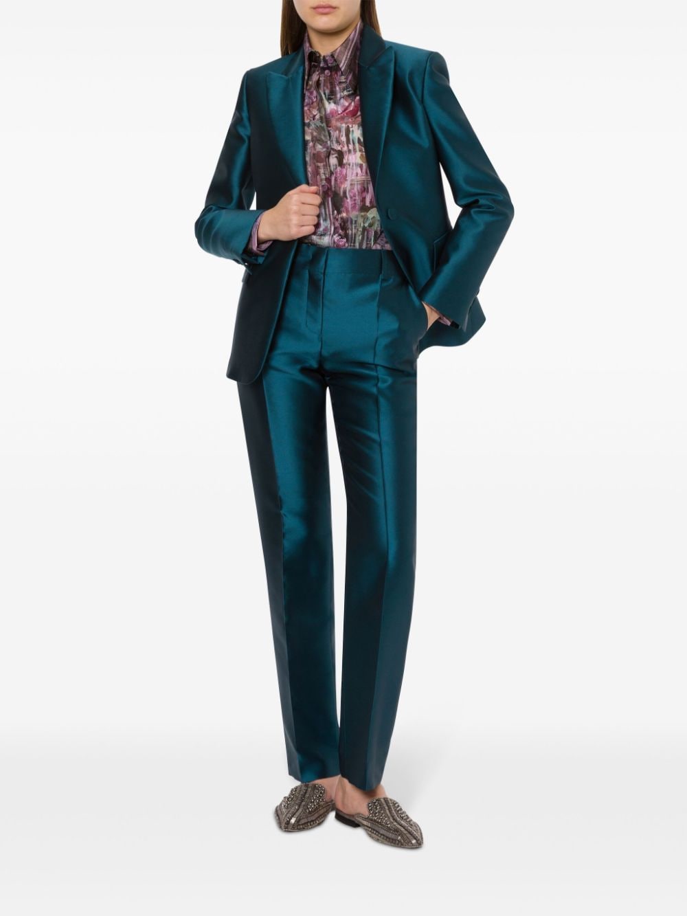 Alberta Ferretti single-breasted satin blazer - Blauw