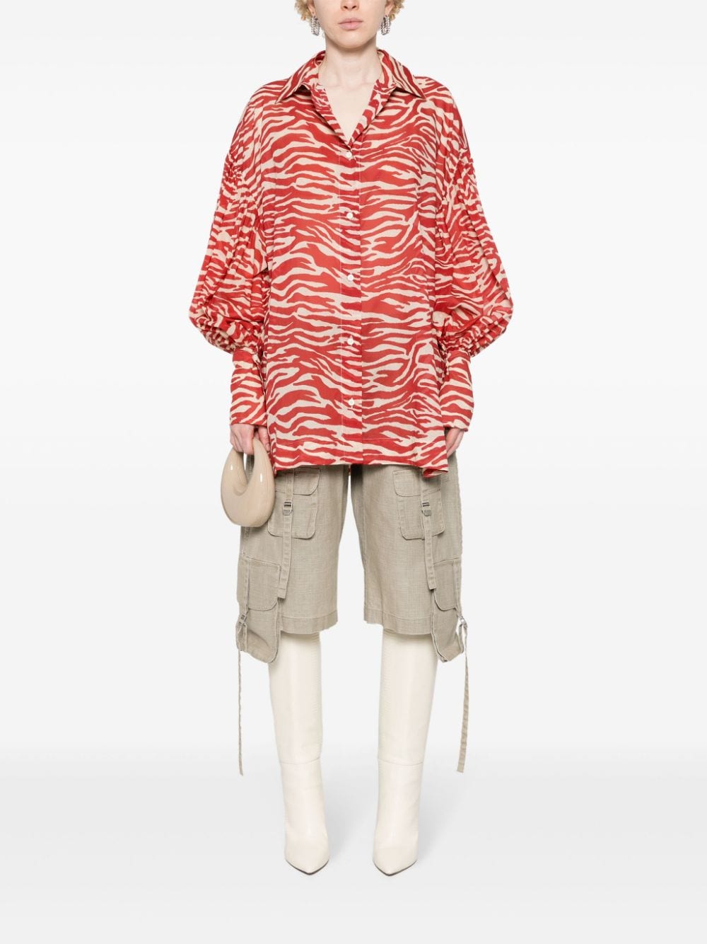 The Attico zebra-print cotton shirt - Rood