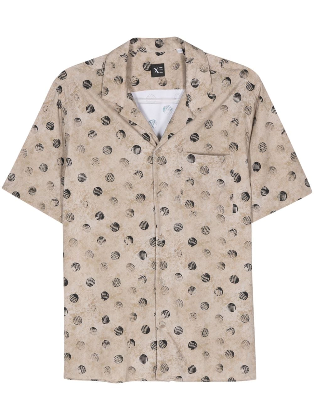 Xacus abstract-print shirt Beige