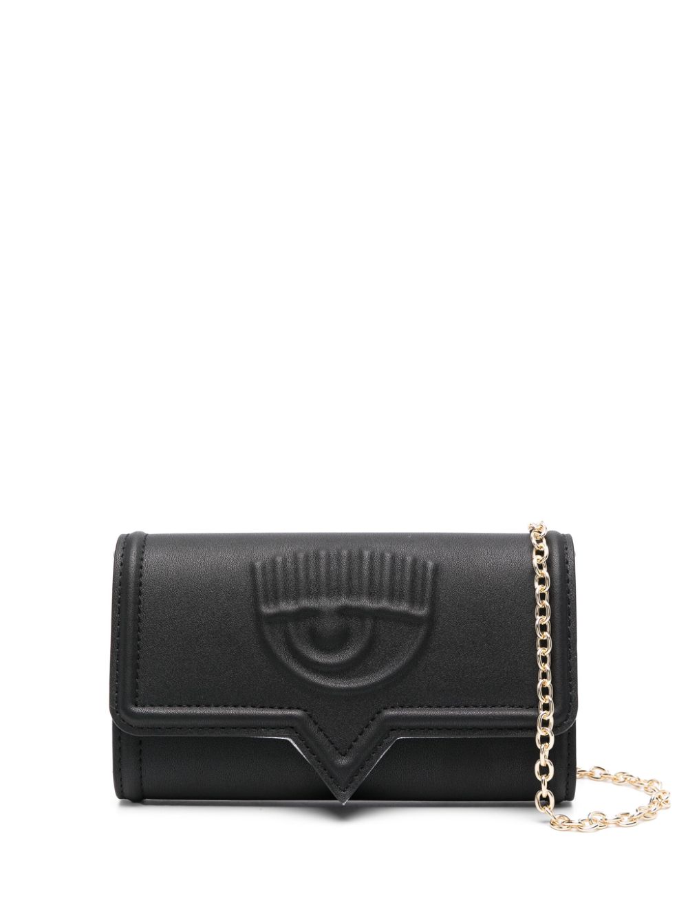 Chiara Ferragni Eyelike-motif leather clutch bag Zwart