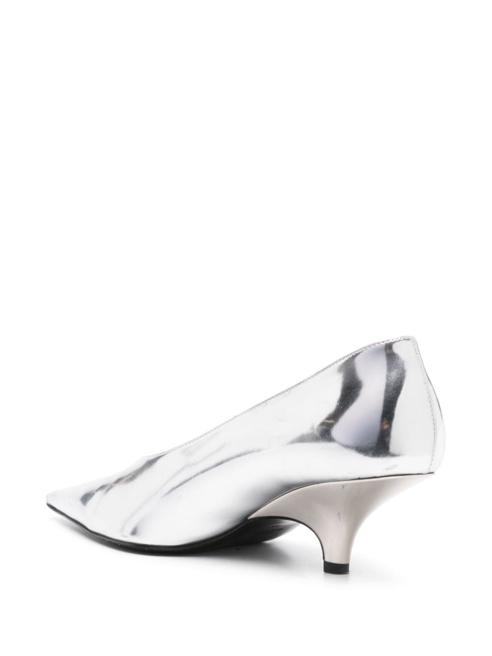 Shop Totême 55mm Metallic-finish Pumps In Silver