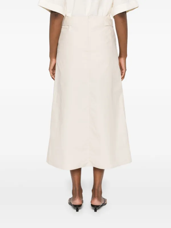 【Toteme】Cotton Skirt コットンスカート 送料関税込 TOTEME Tie-waist Cotton Midi Skirt | Neutrals | FARFETCH JO