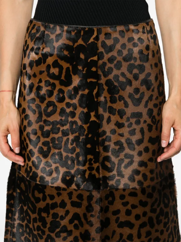 TOTEME Zeron leopard print Leather Skirt Brown FARFETCH SG