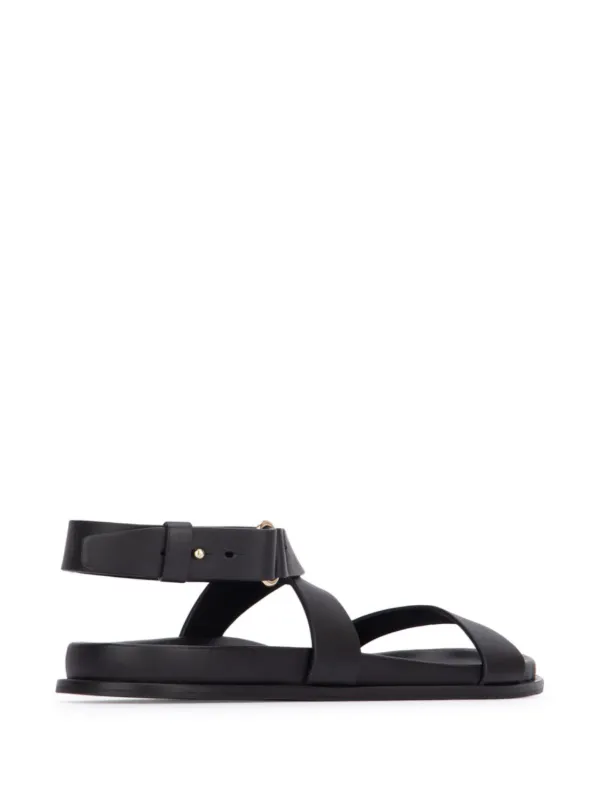 サンダル・ミュール toteme Crossover Sandals - TOTEME - Leather - Black TOTEME crossover-strap Leather Sandals | Black | FARFETCH
