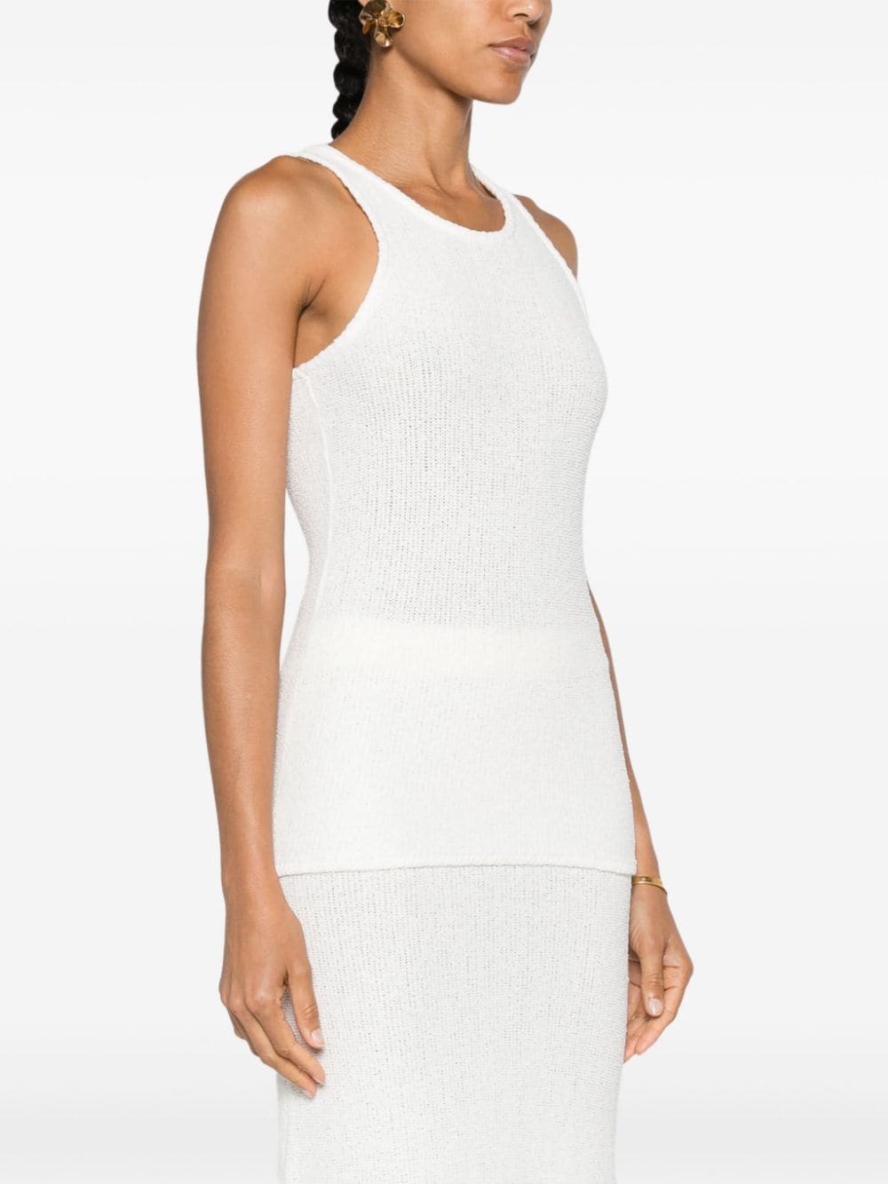 Shop Totême Bouclé Knit Tank Top In White