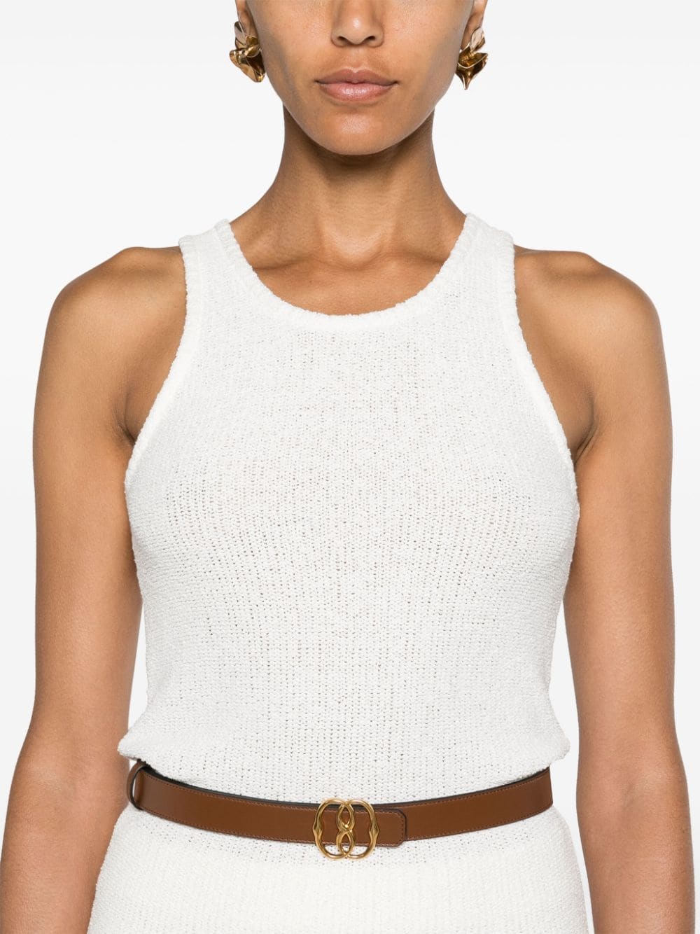 Shop Totême Bouclé Knit Tank Top In White