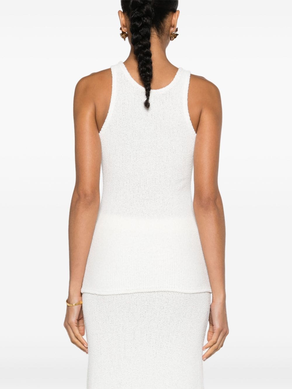 Shop Totême Bouclé Knit Tank Top In White