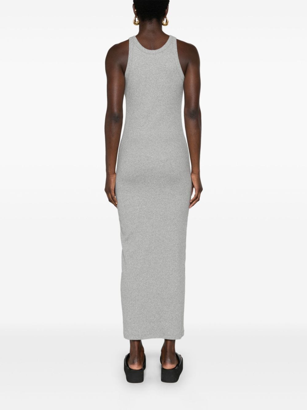 Shop Totême Fine-ribbed Jersey Maxi Dress In Grey