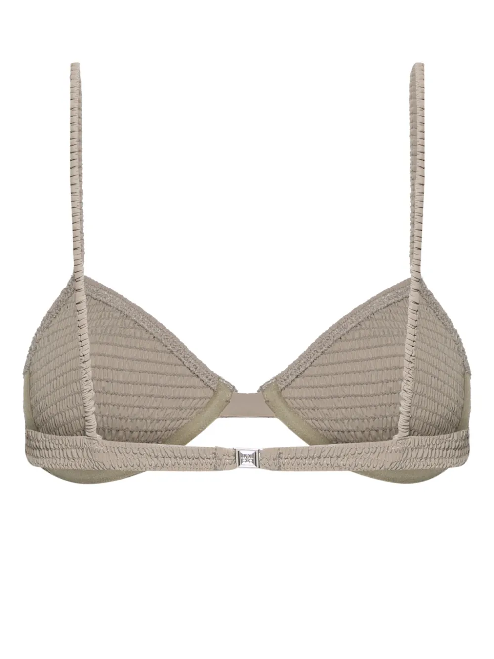 Totême Shirred Bikini Top In Grey