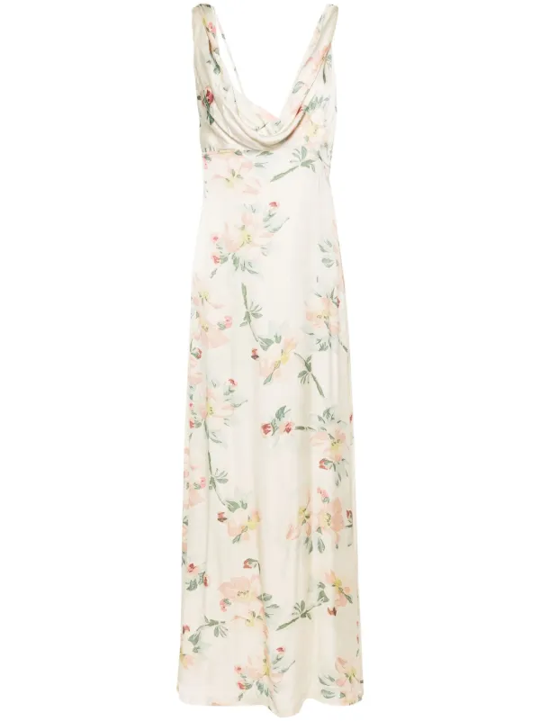 TOTEME フローラル サテンマキシドレス | ニュートラル TOTEME フローラル サテンマキシドレス | ニュートラル