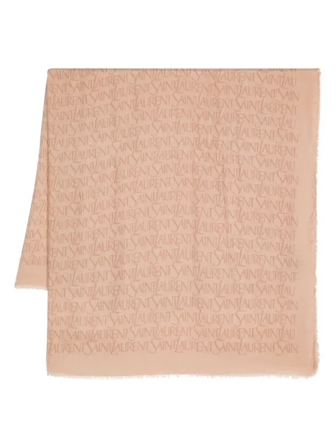 Saint Laurent logo-print frayed scarf
