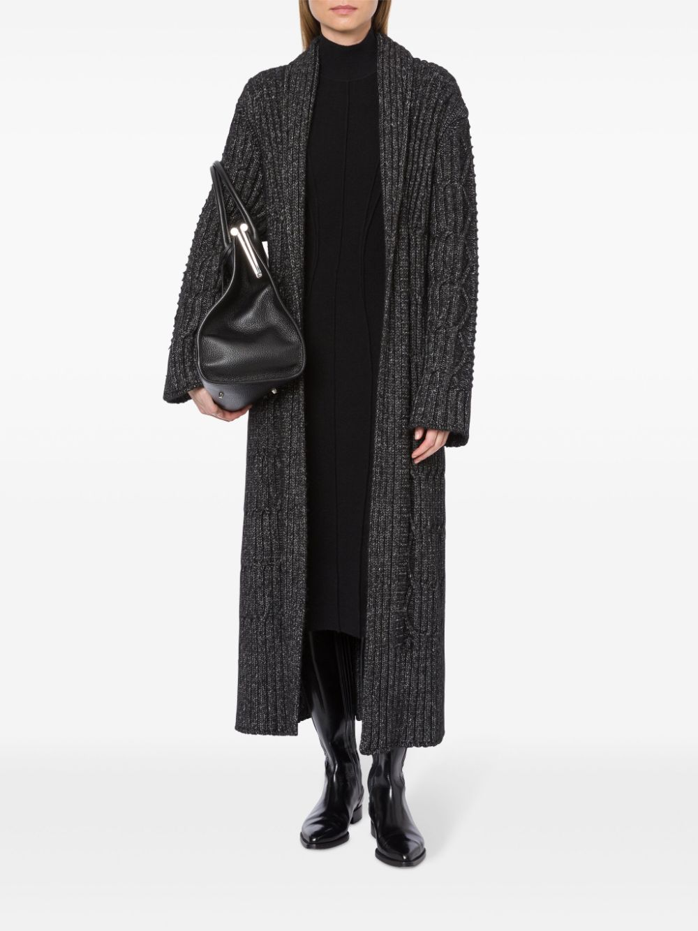 Shop Alberta Ferretti Ribbed-knit Cardigan In Black