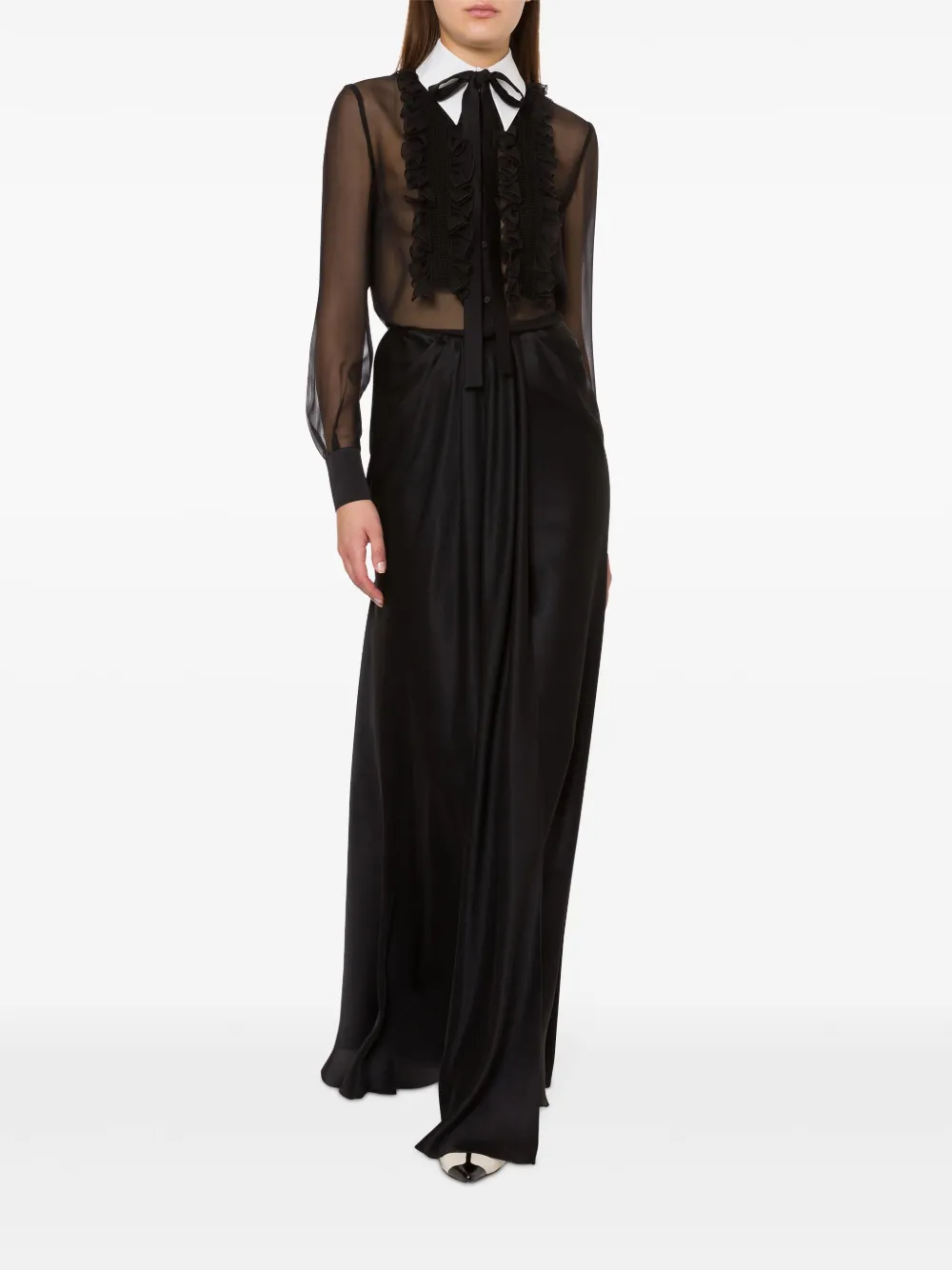 albertaferretti Alberta Ferretti Gedrapeerdee maxi-rok - Zwart