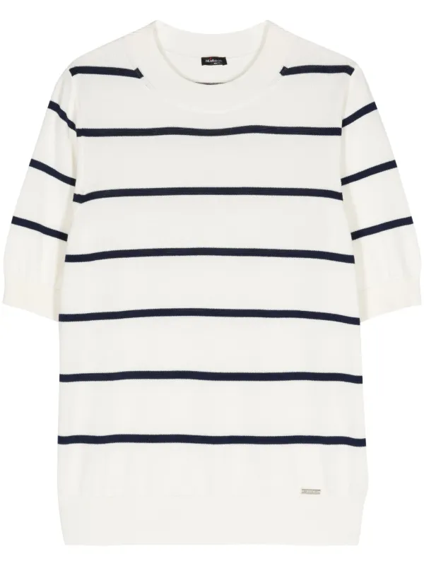Kiton Striped Cotton T-shirt in White