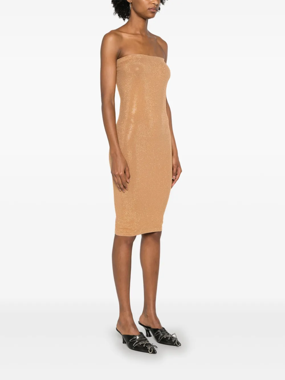 Wolford Fatal Stud-embellished Midi Dress In Brown