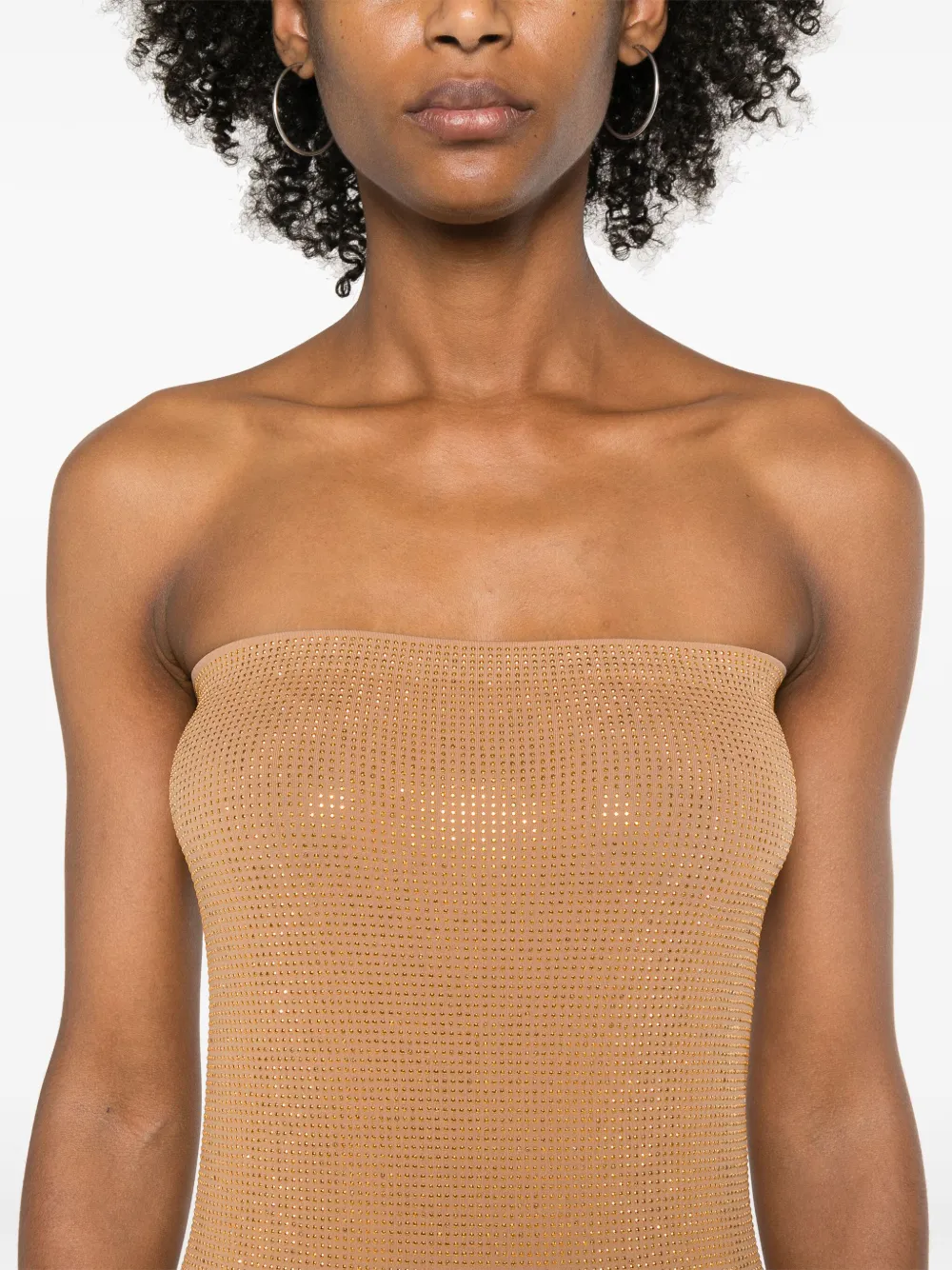 Wolford Fatal Stud-embellished Midi Dress In Brown