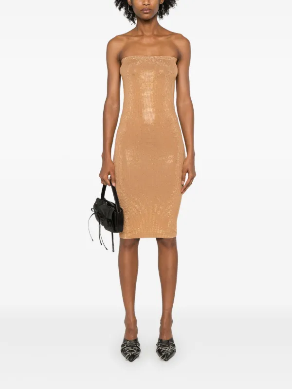 gold embellished midi dress Gold Rhinestone Drape Midi Dress – self-portrait-US main image 1