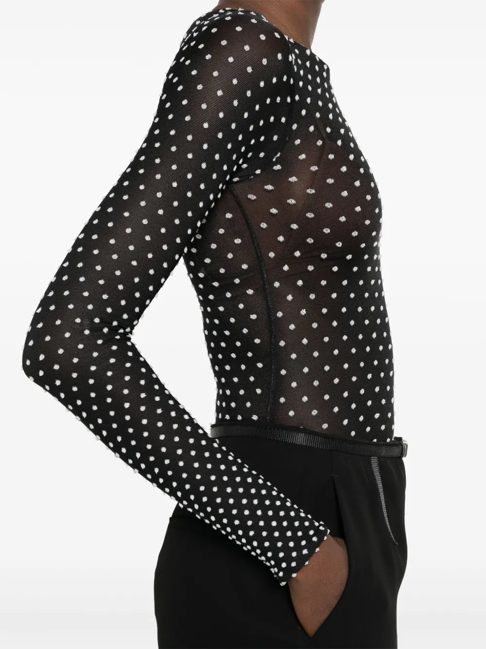 WOLFORD POINT D'ESPRIT-MESH BODYSUIT