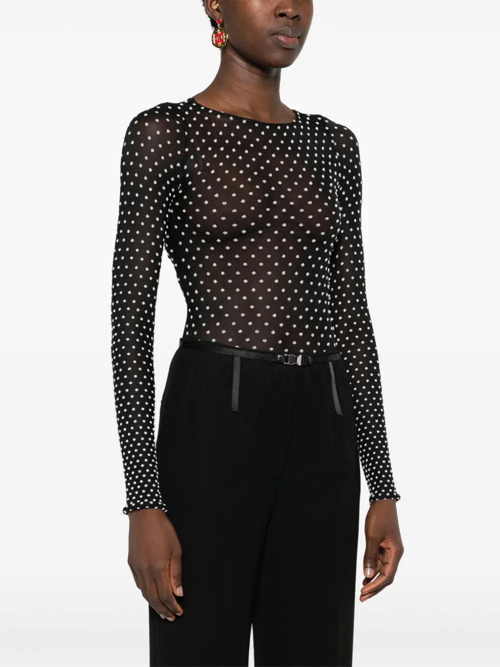 WOLFORD POINT D'ESPRIT-MESH BODYSUIT