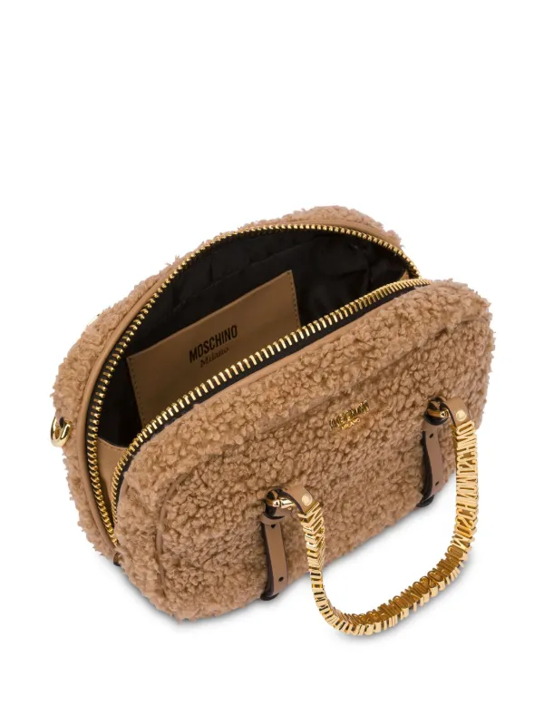 Moschino logo-lettering Fleece Tote Bag - Farfetch