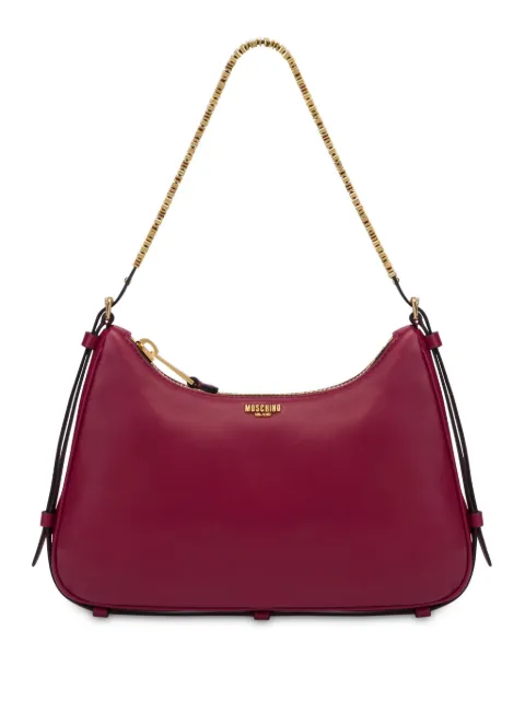 Moschino logo-print leather shoulder bag