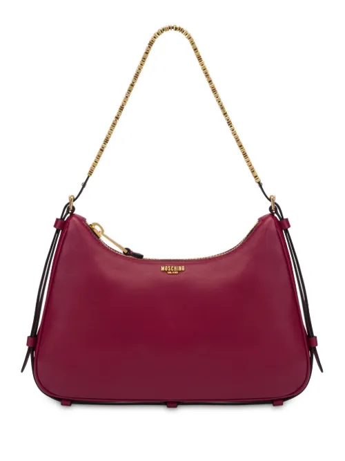 Sac porté épaule en cuir à logo imprimé - Moschino - Modalova
