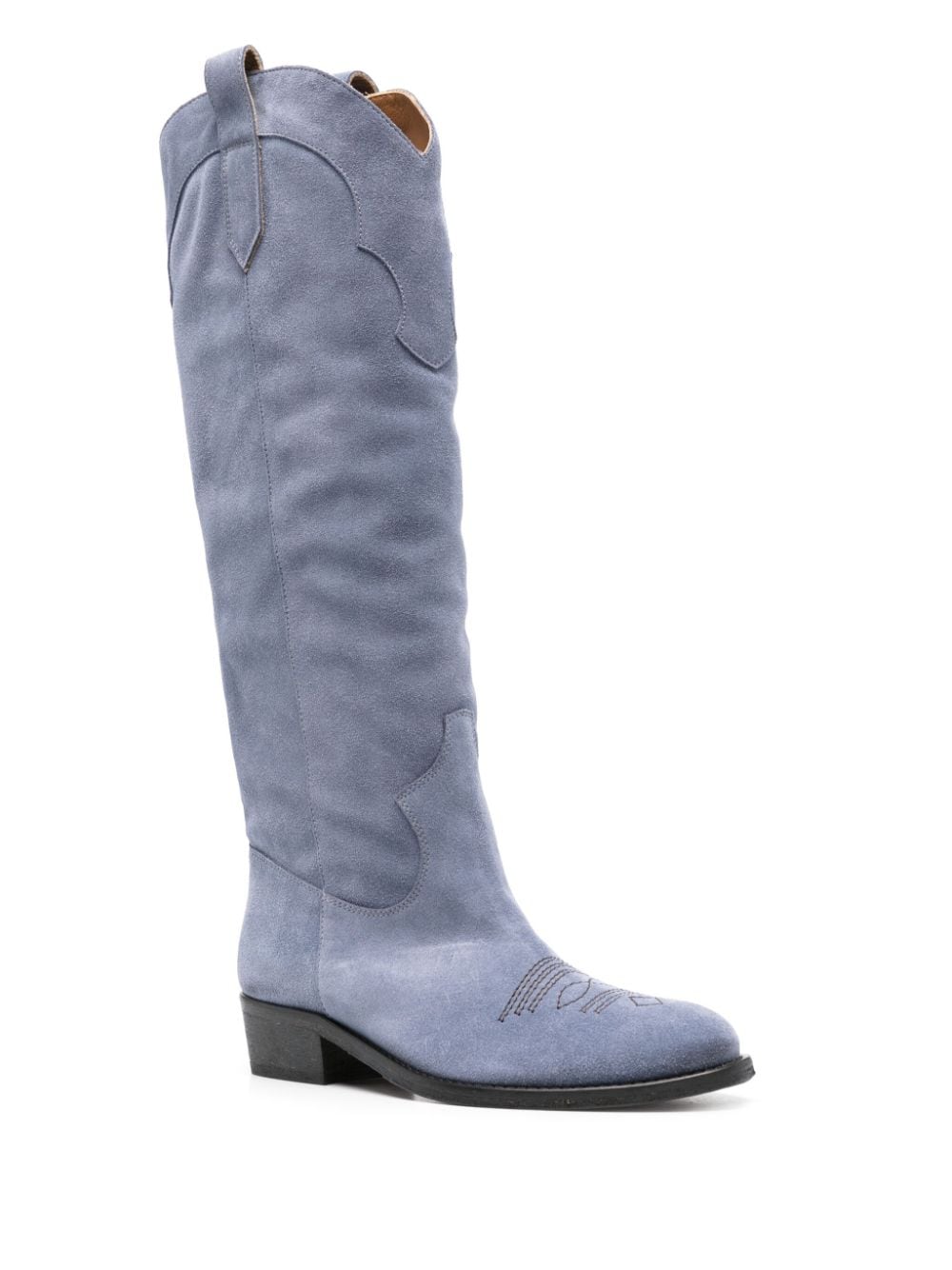 Shop Via Roma 15 Knee-length Suede Cowboy Boots In Blue