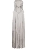 Alberta Ferretti pleated satin gown - Grey