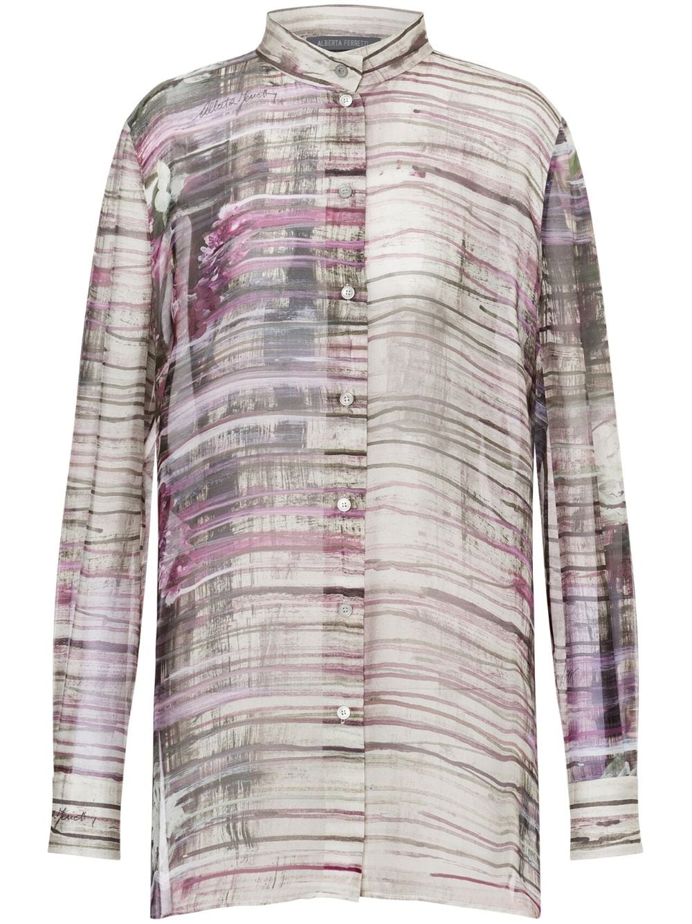 Alberta Ferretti painterly-print silk shirt - Grey