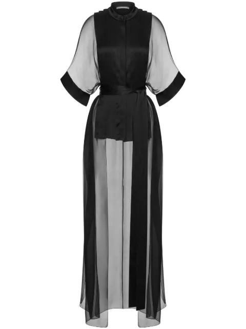Alberta Ferretti sheer-panelled long blouse