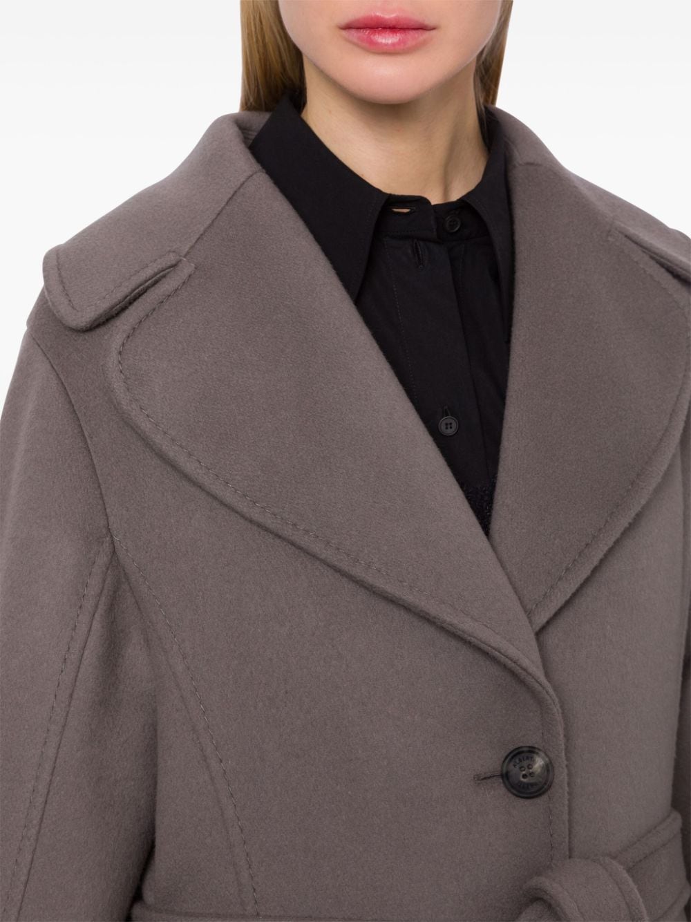 Shop Alberta Ferretti Belted Felted Coat In Grey