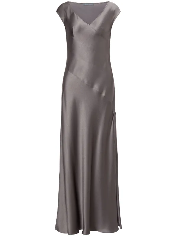 Alberta Ferretti Vネック サテンイブニングドレス | グレー | FARFETCH JP