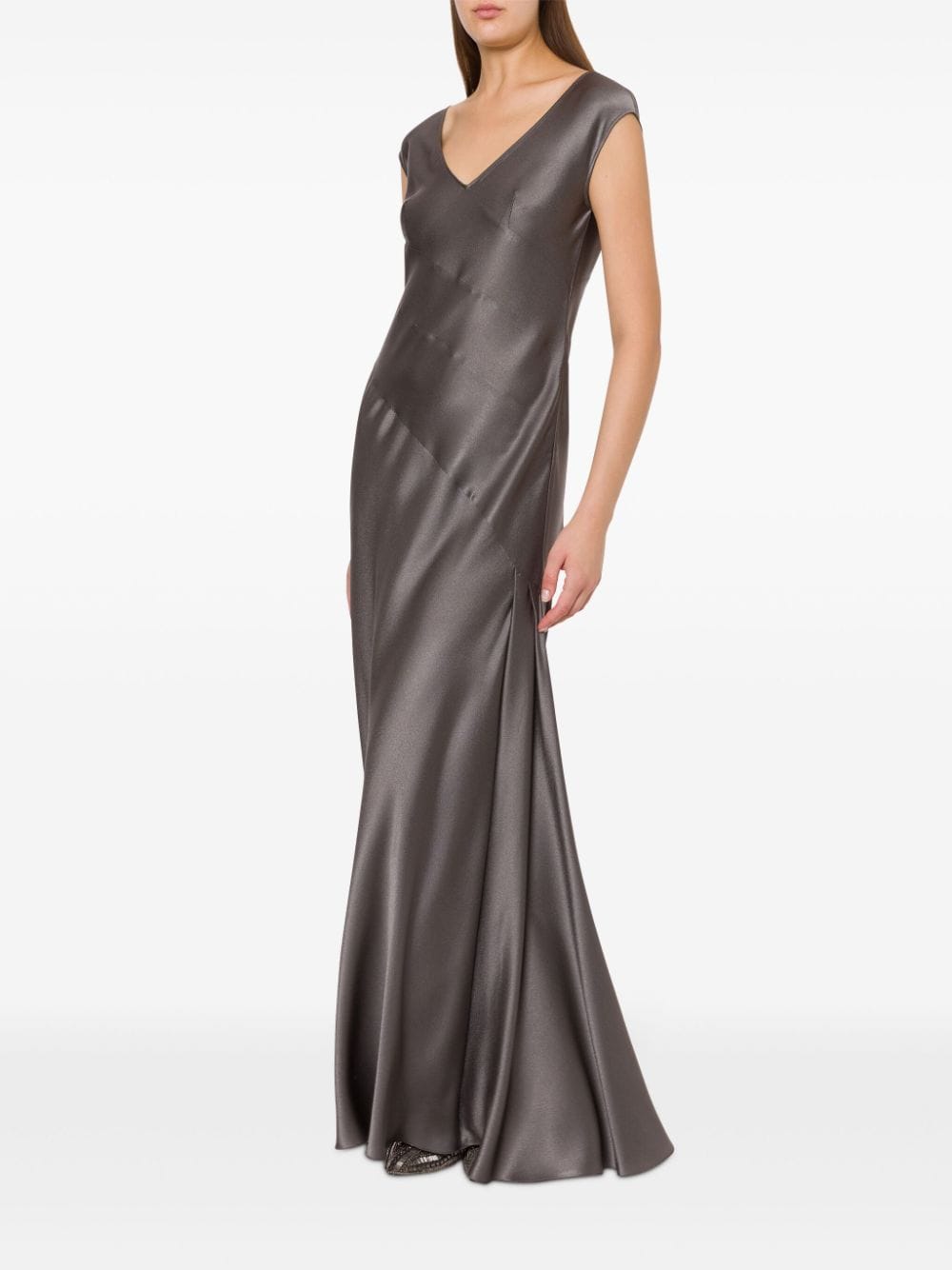 Alberta Ferretti panelled satin gown - Grijs