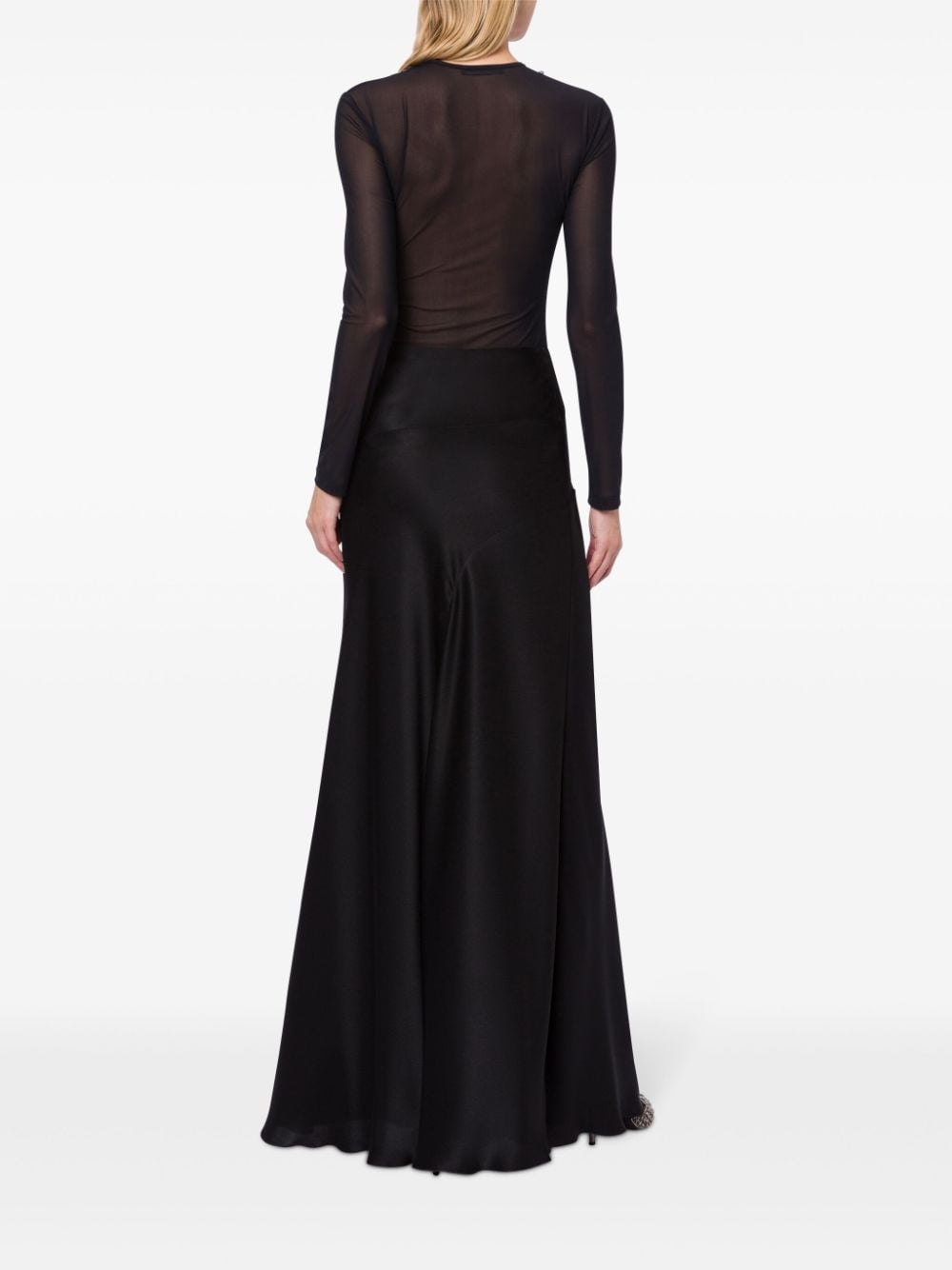 Shop Alberta Ferretti Side-slit Satin Maxi Skirt In 黑色