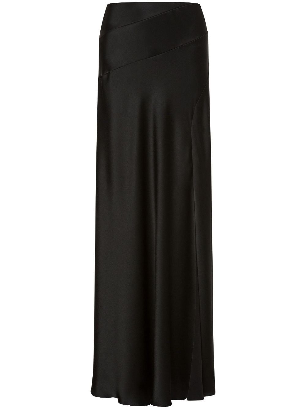 Shop Alberta Ferretti Side-slit Satin Maxi Skirt In 黑色